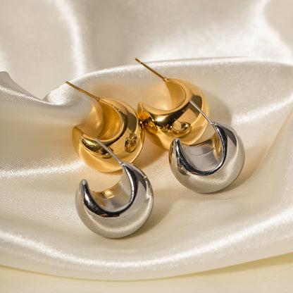 Stainless steel 18k gold-plated c-shaped earrings