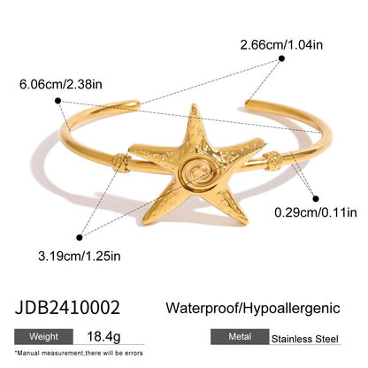Stainless steel 18k gold-plated starfish bracelet