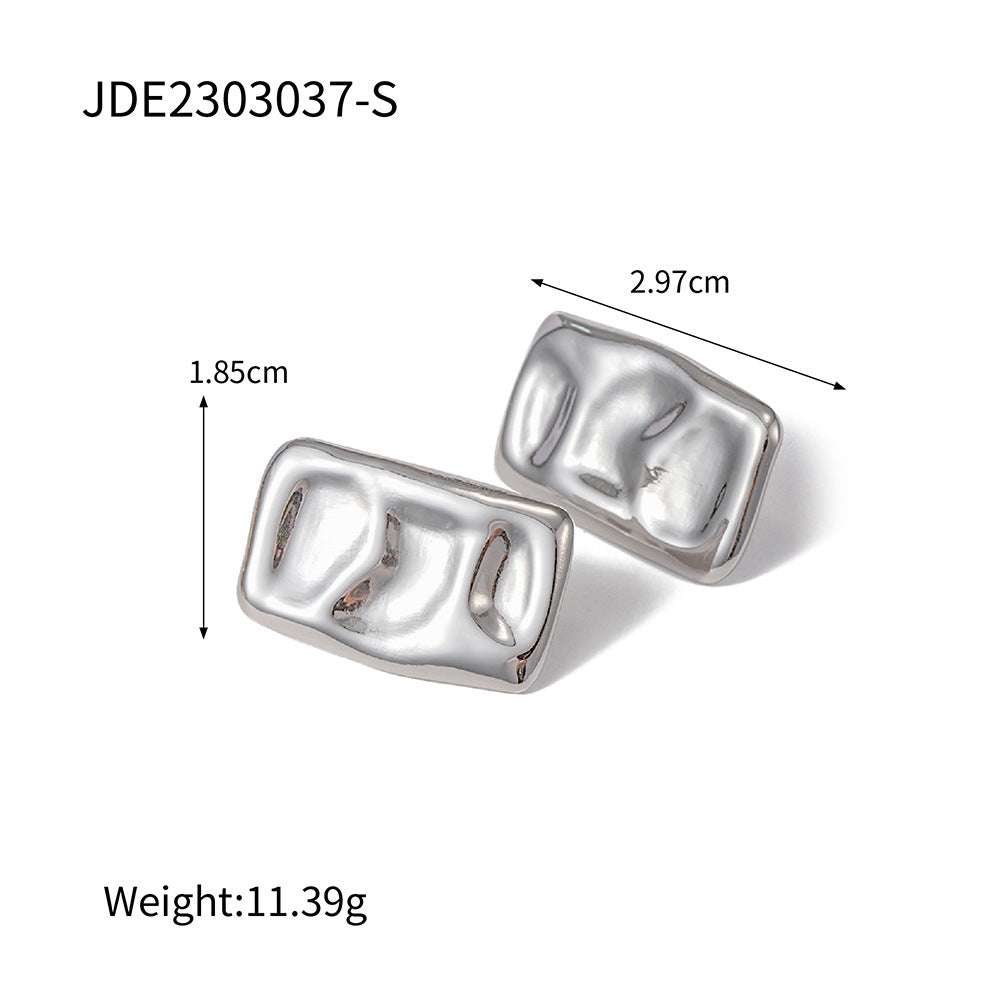 Stainless steel 18k gold-plated square earrings