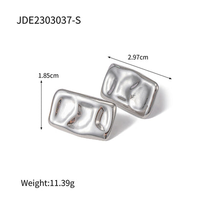 Stainless steel 18k gold-plated square earrings