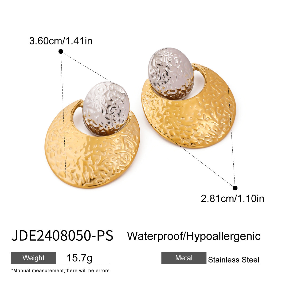 Stainless steel 18k gold-plated earrings