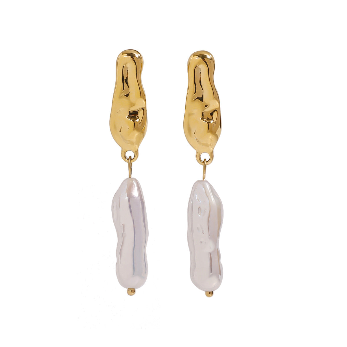 Stainless steel 18k gold-plated pearl earrings