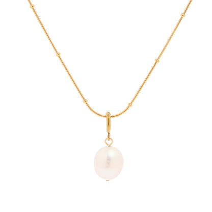 Stainless steel 18k gold-plated pearl pendant necklace