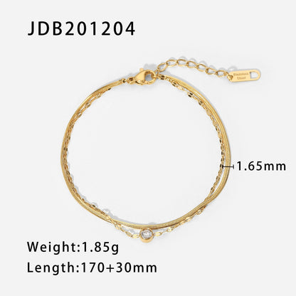 Stainless steel 18k gold-plated double-layer snake bone chain bracelet
