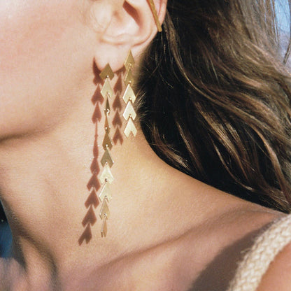 Stainless steel 18k gold-plated tassel earrings