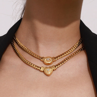Stainless steel 18k gold-plated collarbone necklace