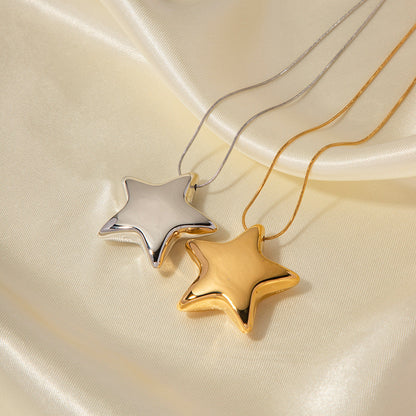 Stainless steel 18k gold-plated star necklace