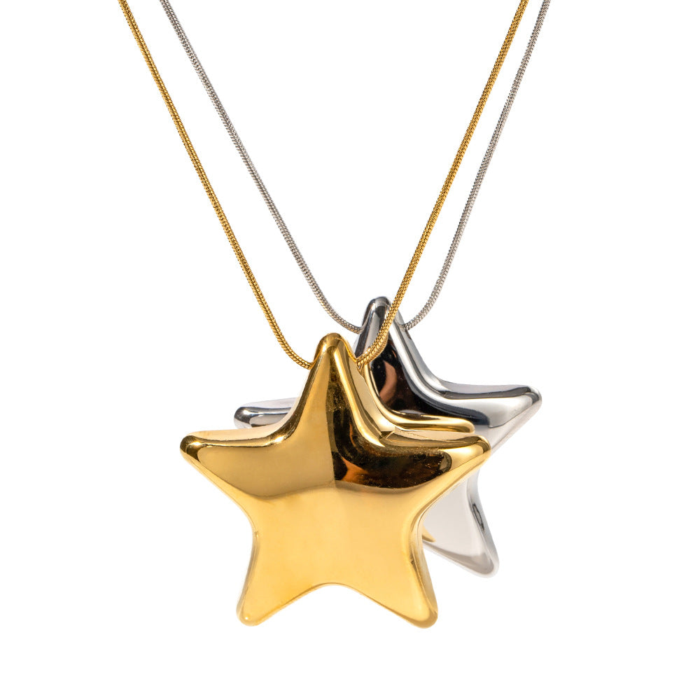 Stainless steel 18k gold-plated star necklace