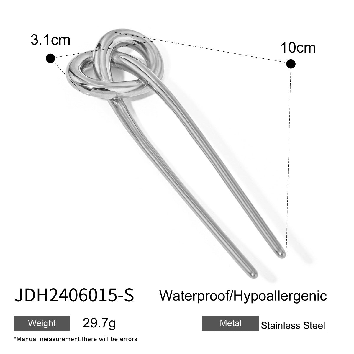 Stainless steel 18k gold-plated hair stick