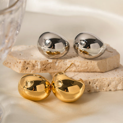 Stainless steel 18k gold-plated c-shaped earrings