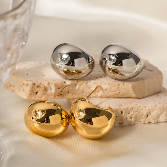 Stainless steel 18k gold-plated c-shaped earrings